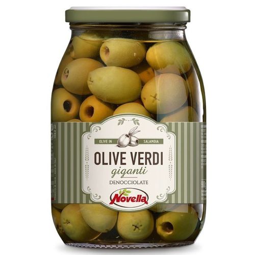 Novella Olive Verdi Giganti magozott zöld olajbogyó sós lében, 980g