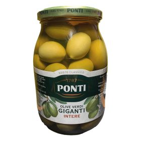   Ponti Olive Verdi Giganti Intere zöld olajbogyó sós lében, 1000g
