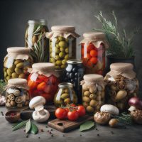 Olajbogyók, zöldségek üvegben